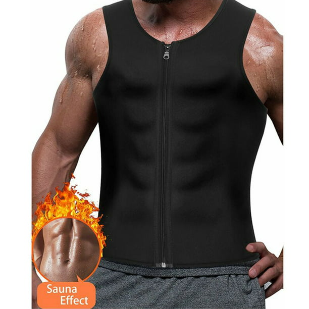 Mens Gym Sauna Sweat Suit Body Shaper Belly Tummy Trimmer Slimming Shirt Vest US 